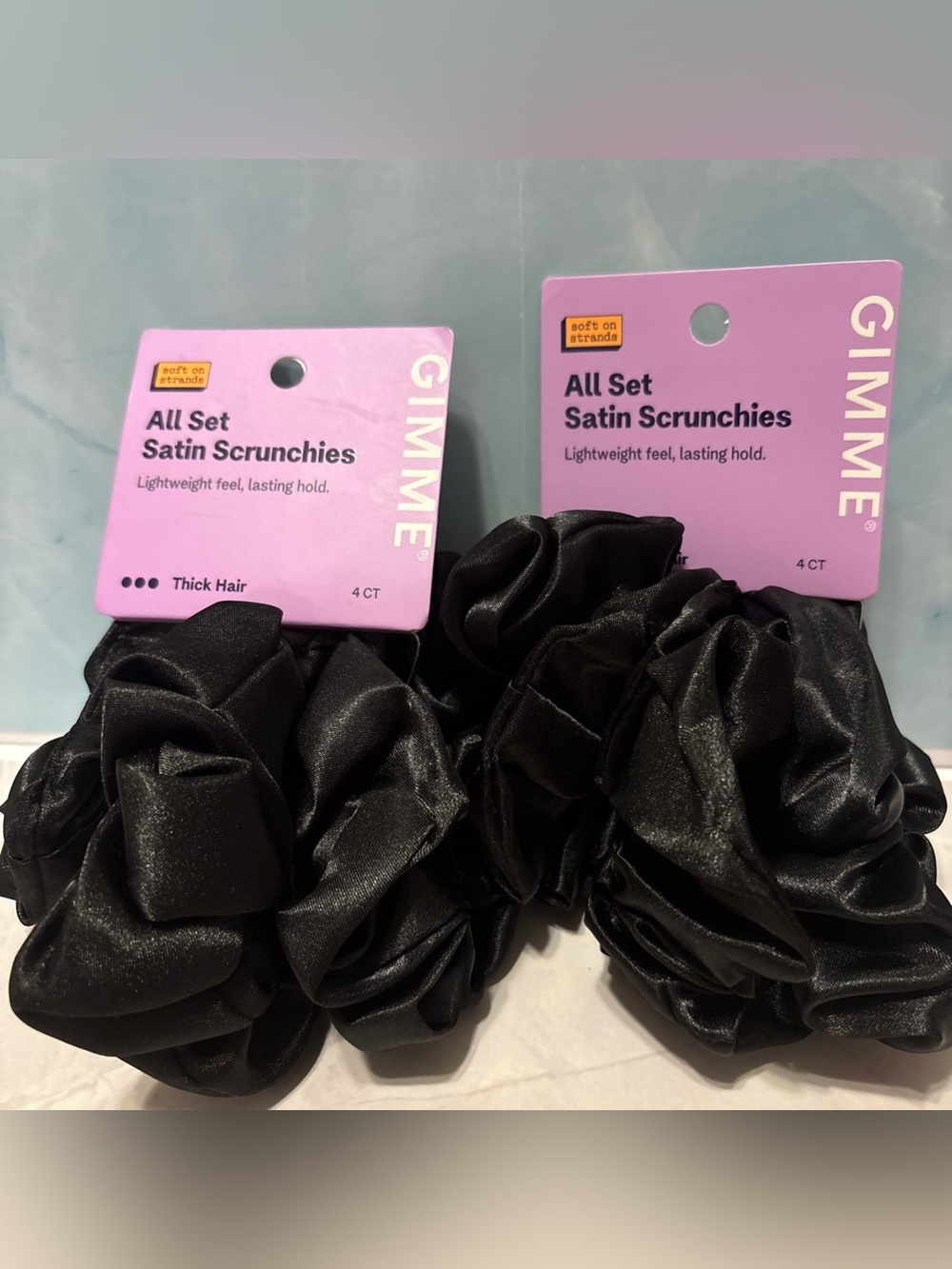 Gimme All Set Satin Scrunchies - Black